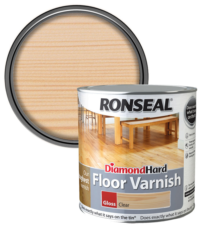 Ronseal Diamond Hard Floor Varnish - Clear - Gloss - 2.5L