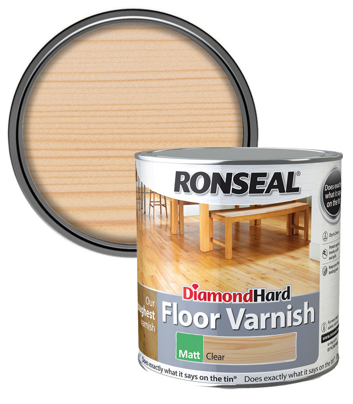 Ronseal Diamond Hard Floor Varnish - Clear - Matt - 2.5L