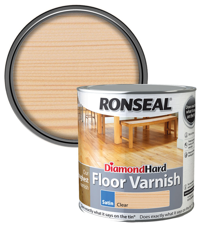Ronseal Diamond Hard Floor Varnish - Clear - Satin - 2.5L