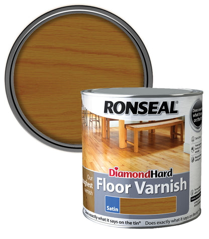 Ronseal Diamond Hard Floor Varnish - Dark Oak - Satin - 2.5L