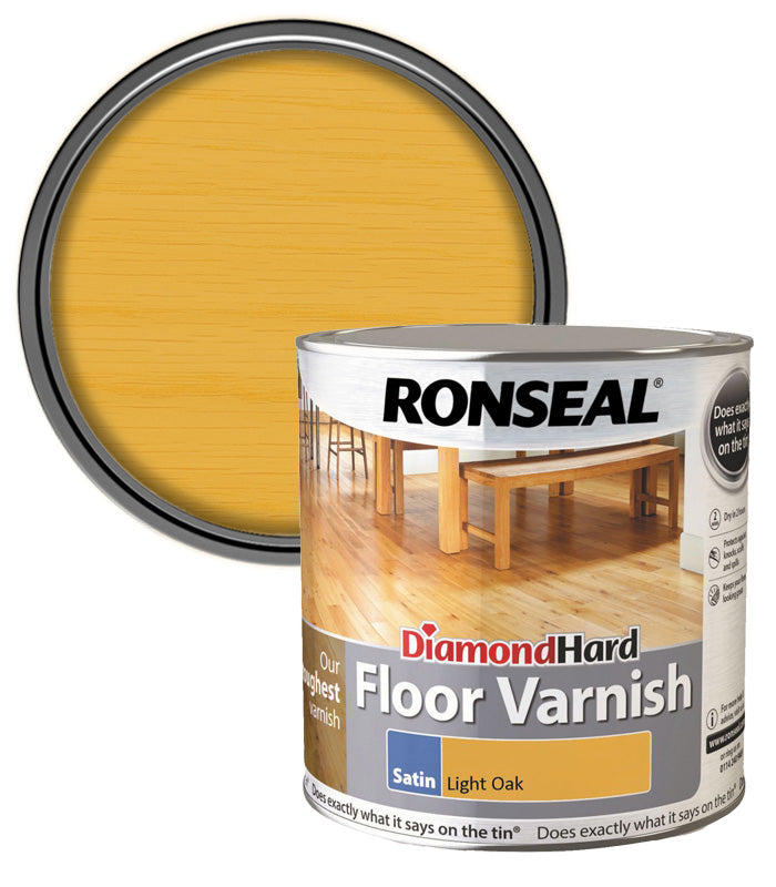 Ronseal Diamond Hard Floor Varnish - Light Oak - Satin - 2.5L