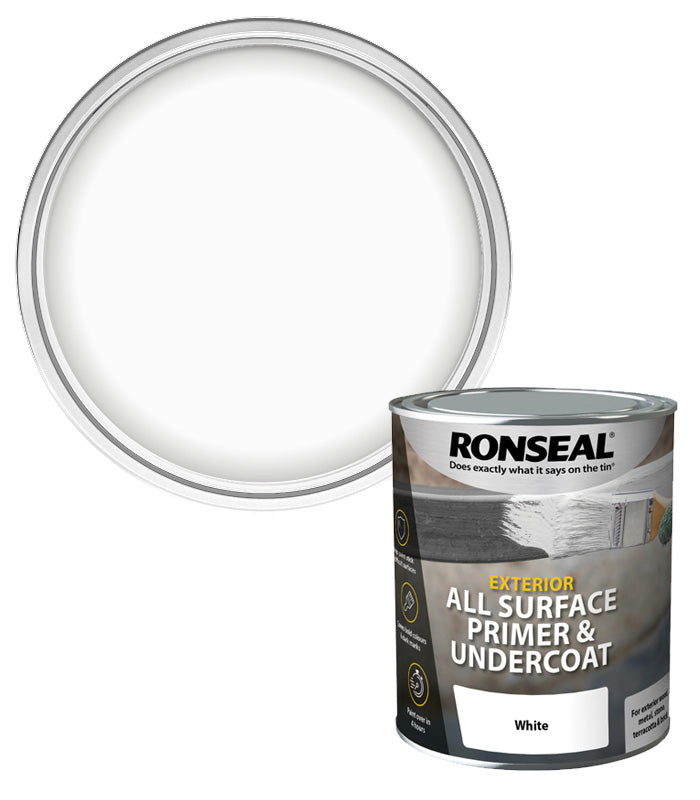 Ronseal Exterior All Surface Primer & Undercoat - White - 750ml