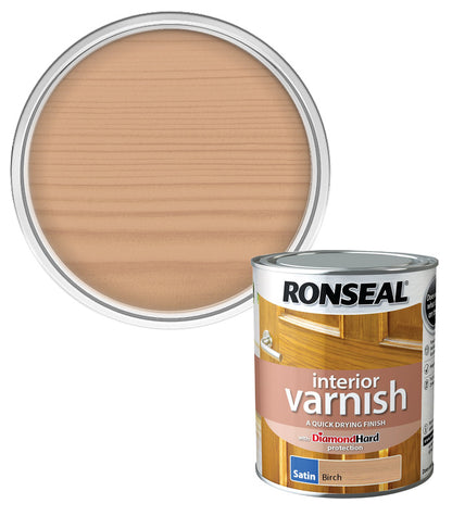 Ronseal Interior Wood Varnish - Birch - Satin - 750ml