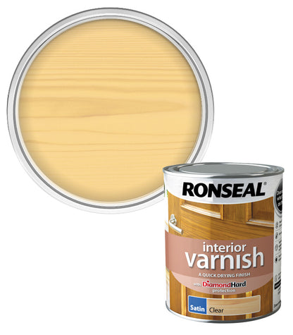Ronseal Interior Wood Varnish - Clear - Satin - 750ml