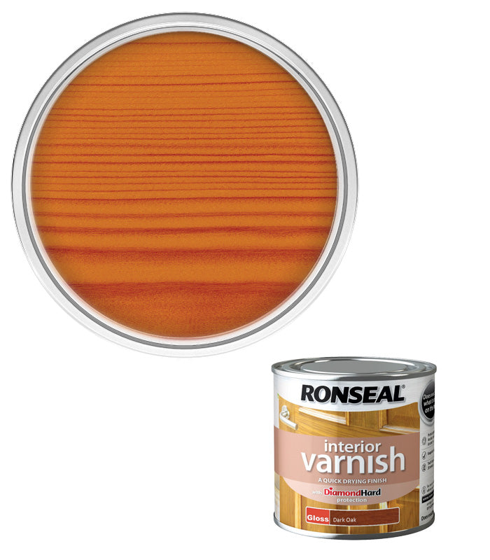 Ronseal Interior Wood Varnish - Dark Oak - Gloss - 250ml
