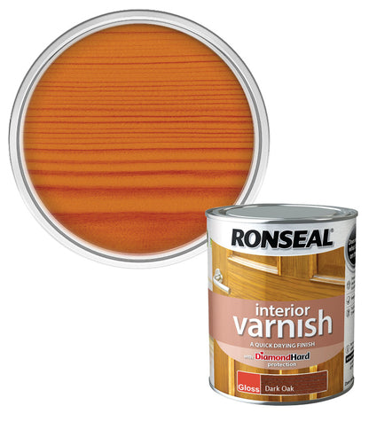 Ronseal Interior Wood Varnish - Dark Oak - Gloss - 750ml