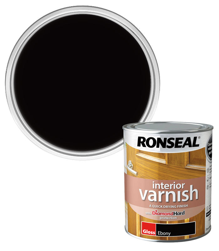 Ronseal Interior Wood Varnish - Ebony - Gloss - 750ml