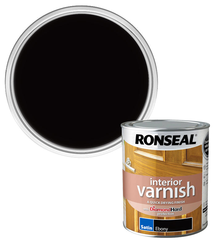 Ronseal Interior Wood Varnish - Ebony - Satin - 750ml