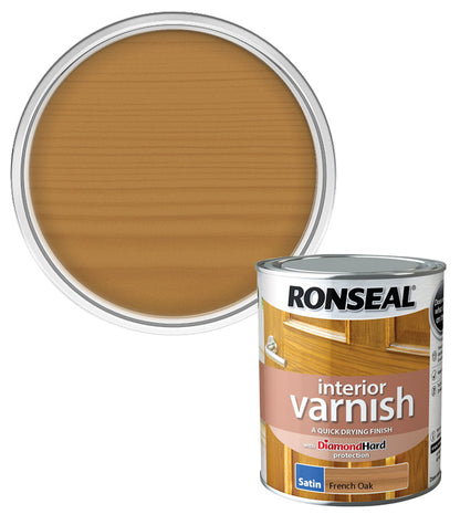 Ronseal Interior Wood Varnish - French Oak - Satin - 750ml
