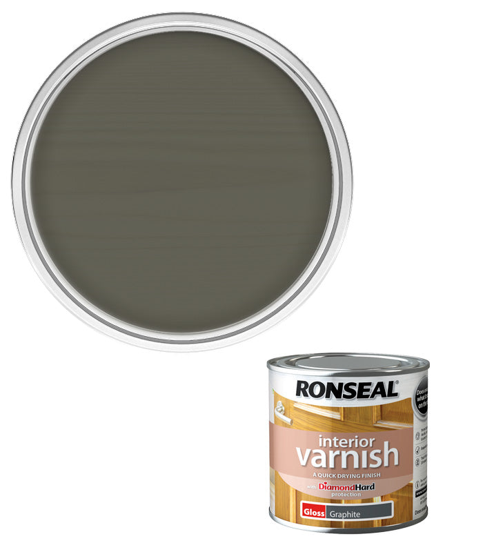 Ronseal Interior Wood Varnish - Graphite - Gloss - 250ml