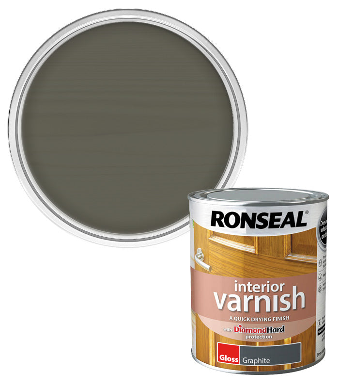 Ronseal Interior Wood Varnish - Graphite - Gloss - 750ml