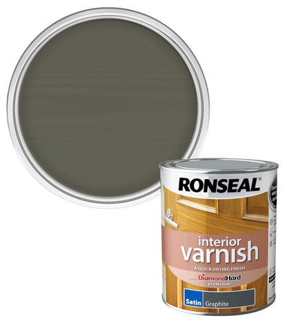 Ronseal Interior Wood Varnish - Graphite - Satin - 750ml