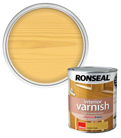 Ronseal Interior Wood Varnish - Light Oak - Gloss - 750ml