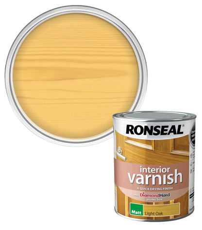 Ronseal Interior Wood Varnish - Light Oak - Matt - 750ml