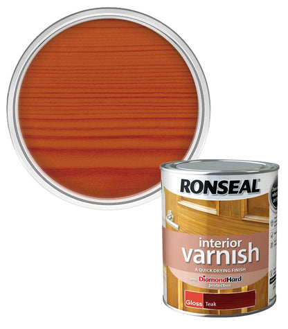 Ronseal Interior Wood Varnish - Teak - Gloss - 750ml
