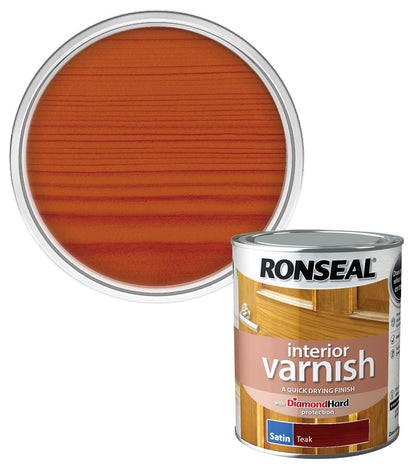 Ronseal Interior Wood Varnish - Teak - Satin - 750ml