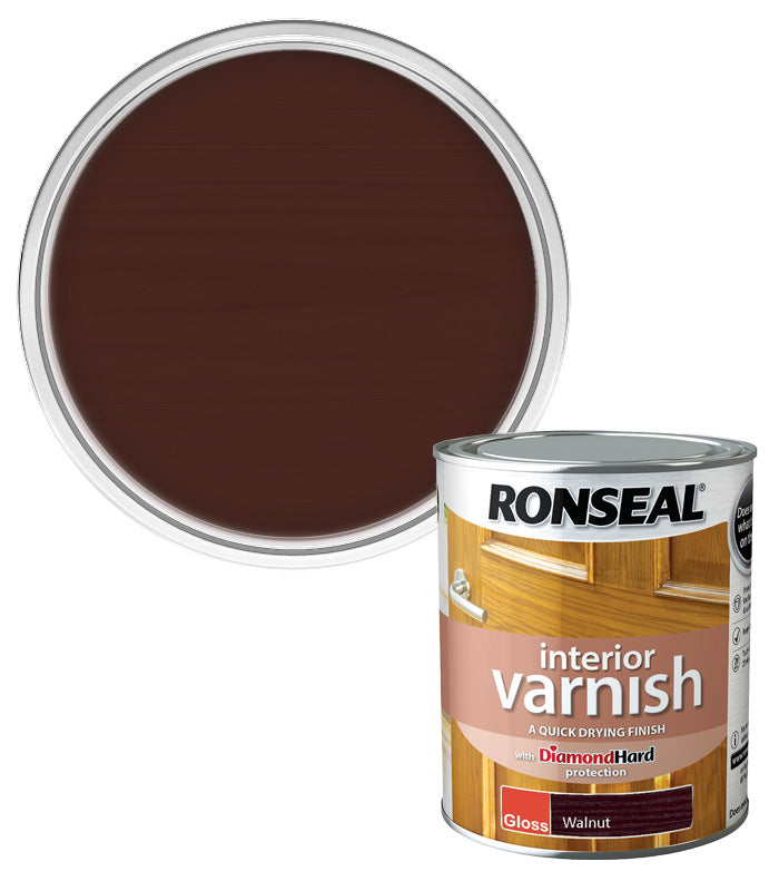 Ronseal Interior Wood Varnish - Walnut - Gloss - 750ml