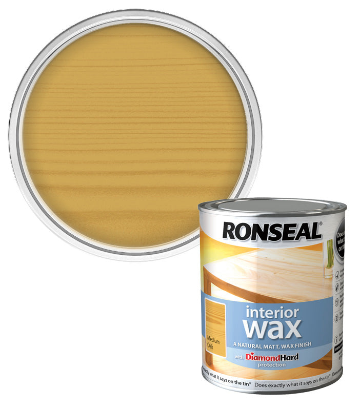 Ronseal Interior Wax  - Medium Oak - 750ml
