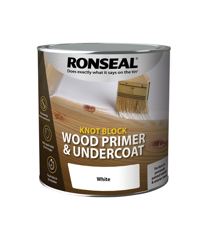 Ronseal Knot Block Wood Primer and Undercoat - White - 2.5 Litre