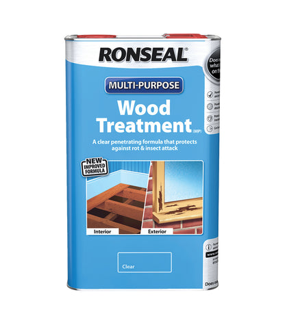 Ronseal Multi Purpose Wood Treatment - Rot and Insect Protection - 5 Litre