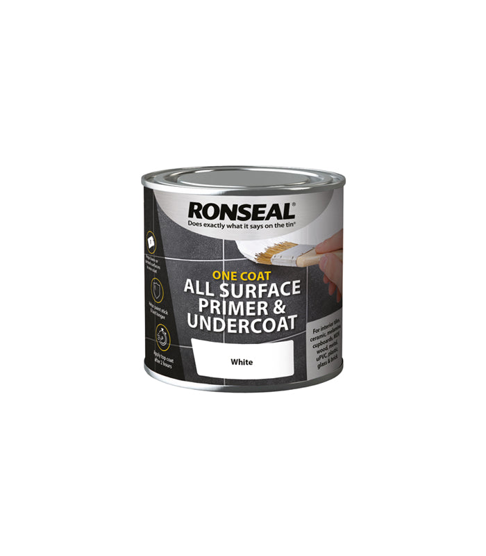 Ronseal One Coat All Surface Primer and Undercoat - White - 250ml