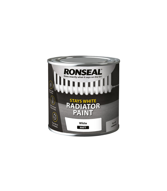 Ronseal Stays White Radiator Paint - White - 250ml - Matt