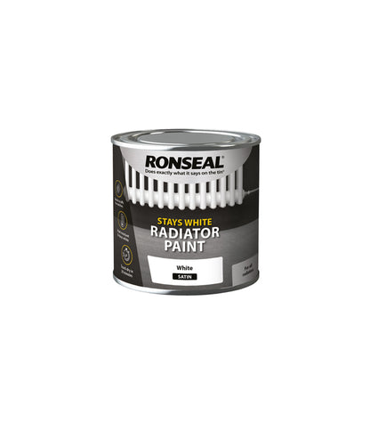 Ronseal Stays White Radiator Paint - White - 250ml - Satin