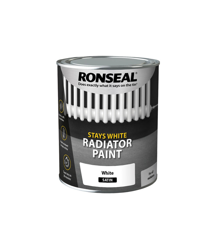 Ronseal Stays White Radiator Paint - White - 750ml - Satin
