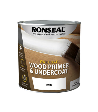 Ronseal One Coat Wood Primer and Undercoat - White - 2.5 Litre