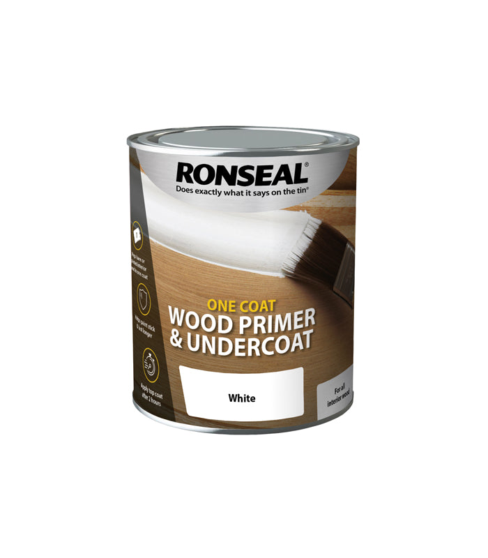 Ronseal One Coat Wood Primer and Undercoat - White - 750ml