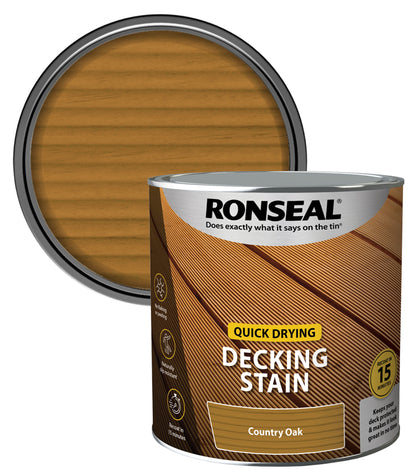 Ronseal Quick Drying Decking Stain - 2.5L - Country Oak