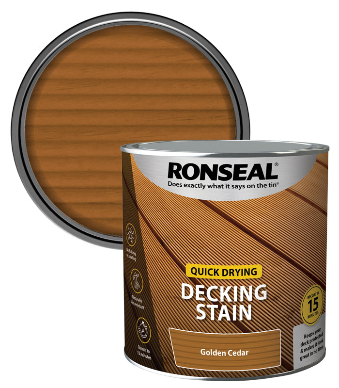 Ronseal Quick Drying Decking Stain - 2.5L - Golden Cedar