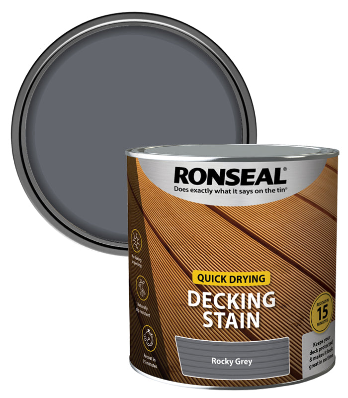 Ronseal Quick Drying Decking Stain - 2.5L - Rocky Grey