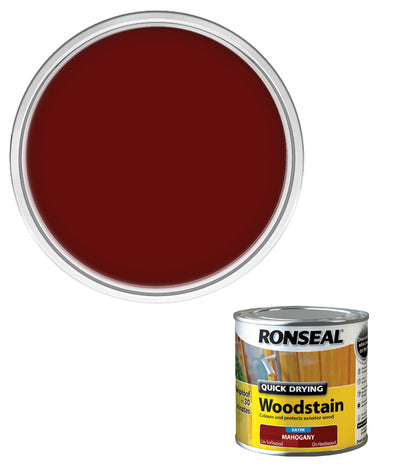 Ronseal Quick Drying Exterior Woodstain  - Mahogany - Satin - 250ml