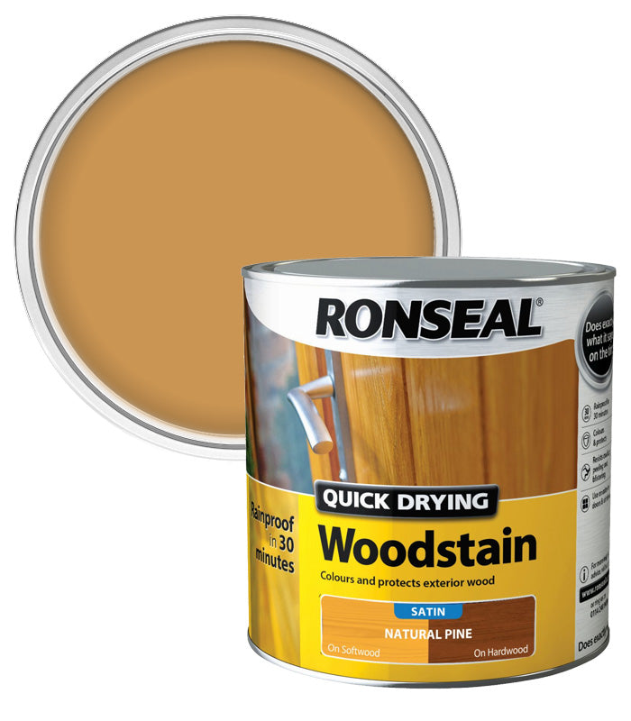 Ronseal Quick Drying Exterior Woodstain  - Natural Pine - Satin - 2.5L