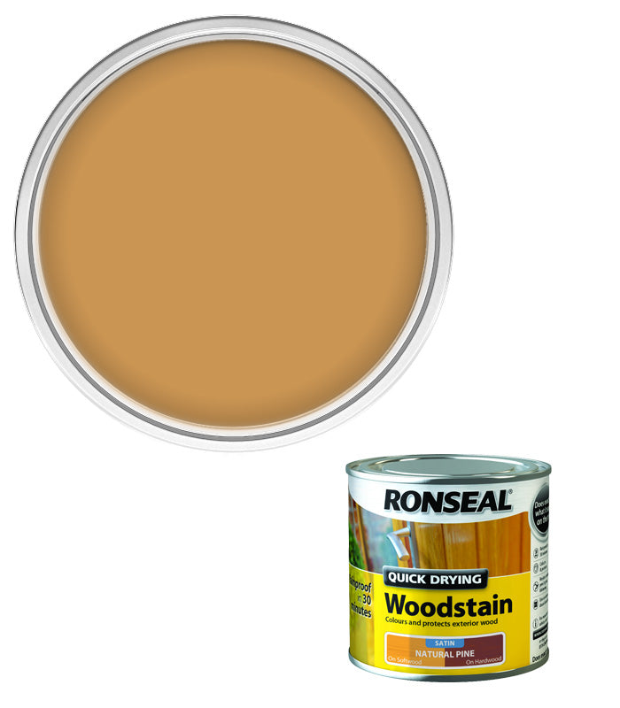Ronseal Quick Drying Exterior Woodstain  - Natural Pine - Satin - 250ml