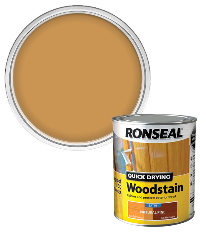 Ronseal Quick Drying Exterior Woodstain  - Natural Pine - Satin - 750ml