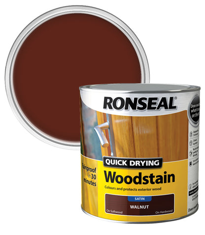 Ronseal Quick Drying Exterior Woodstain  - Walnut - Satin - 2.5L