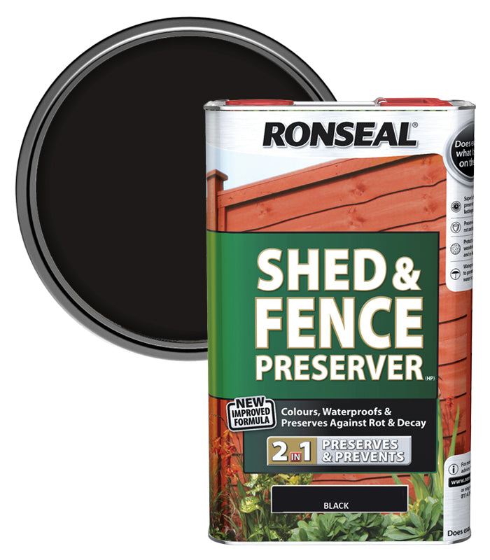 Ronseal Shed and Fence Preserver - 5 Litre - Black