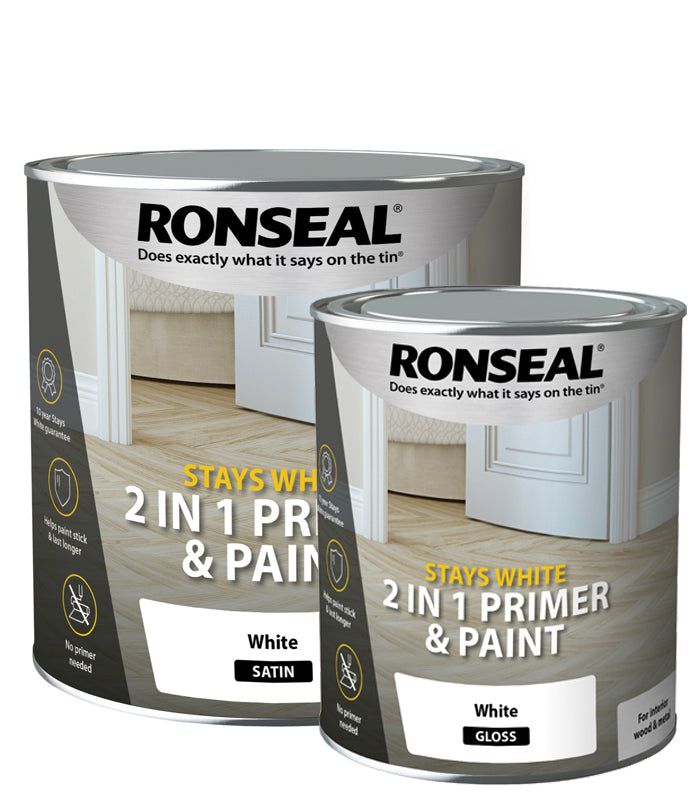 Ronseal Stays White 2 in 1 Primer and Paint - Brilliant White
