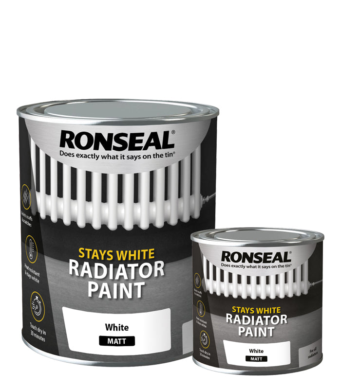 Ronseal Stays White Radiator Paint - White - 750ml and 250ml