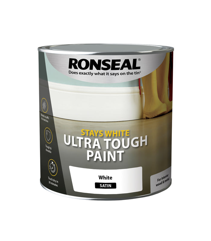 Ronseal Stays White Ultra Tough Paint - Satin - 2.5 Litre