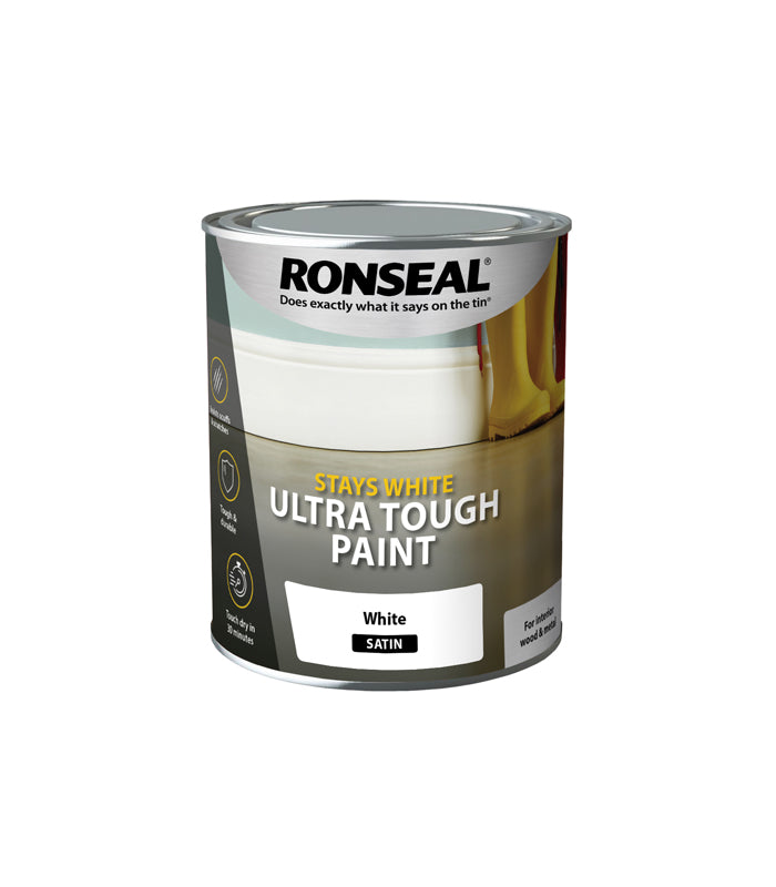 Ronseal Stays White Ultra Tough Paint - Satin - 750ml