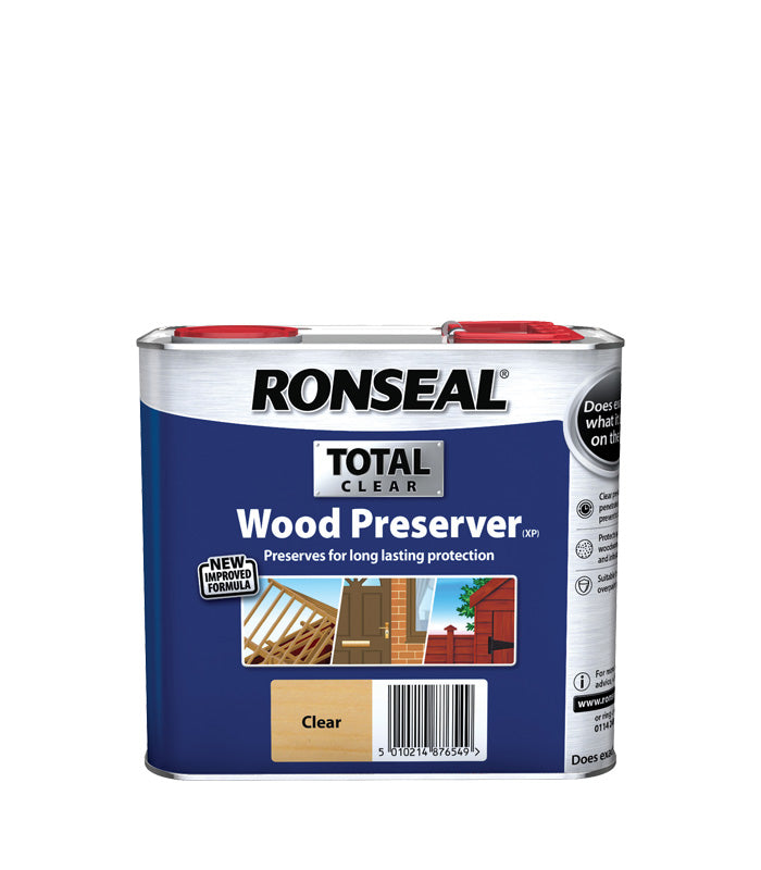 Ronseal Total Wood Preserver - Long Lasting Outdoor Protection - Clear - 2.5 Litre