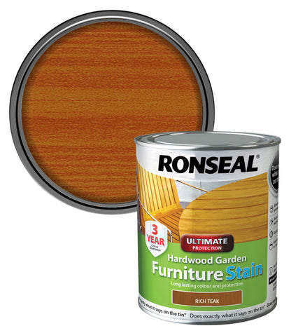 Ronseal Hardwood Furniture Stain - 750ml - Rich Teak