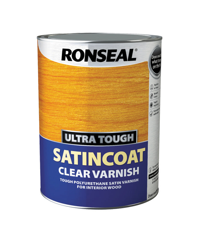 Ronseal Ultra Tough Wood Varnish - Clear - Satincoat - 5L