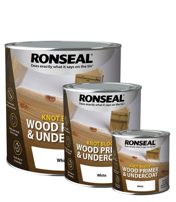 Ronseal Knot Block Wood Primer and Undercoat White Next Day Paint
