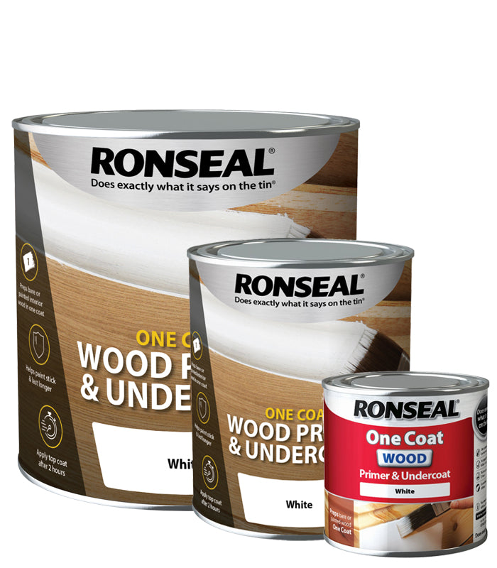 Ronseal One Coat Wood Primer and Undercoat - White - All Sizes