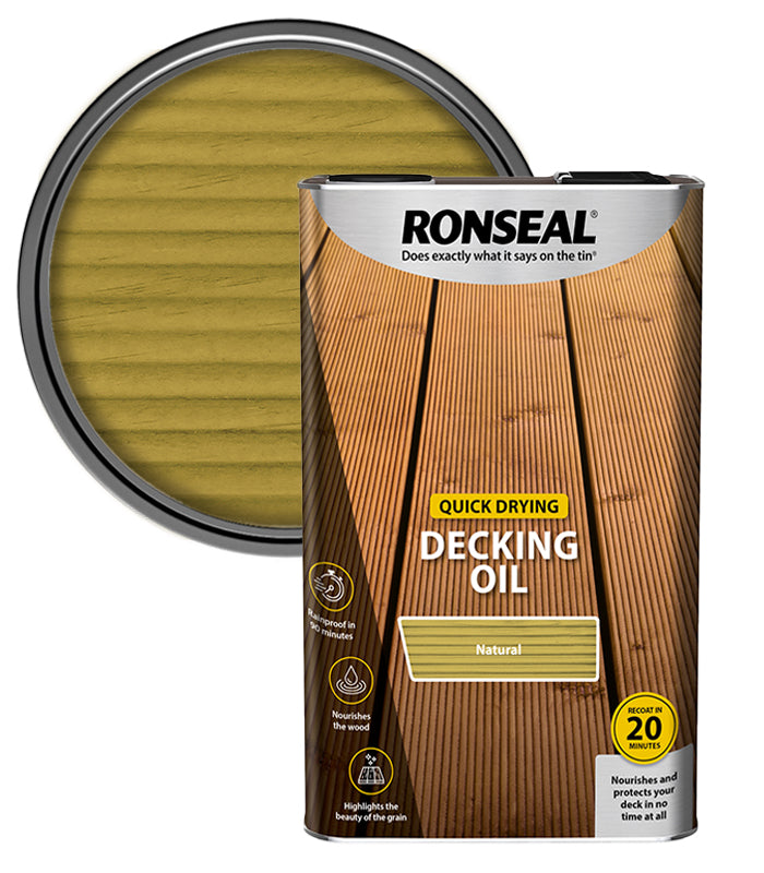 Ronseal Quick Drying Decking Oil - 5L - Natural