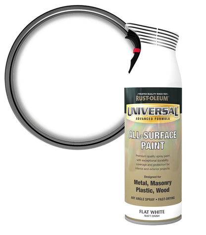Rust-Oleum Universal All Surface Spray Paint - Flat - White - 400ml